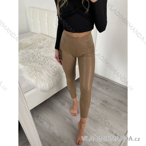 Legíny dlouhé koženkové dámské (S-XL) ITALSKÁ MÓDA IMM22FD6872 Camel brown L