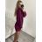 Dress knitted sweater extended turtleneck with belt women (uni sl) ITALIAN FASHION IMC191354IMD / DR brown
