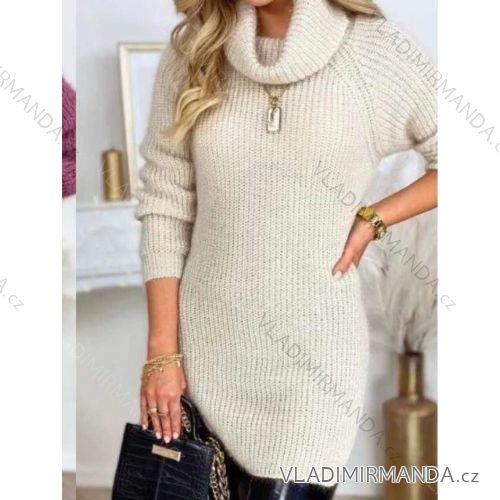 Women's Warm Knitted Turtleneck Long Sleeve Dress (S/M ONE SIZE) ITALIAN FASHION IMWL22012