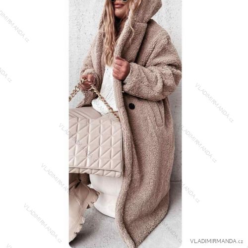 Kabátek teddy dlouhý rukáv dámský (S/M ONE SIZE) ITALSKÁ MÓDA IMWL22015