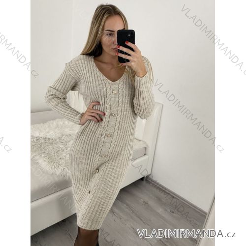 Summer long sleeve flowered women's dress (UNI S / L) ITALIAN FASHION IMK20150 S/M béžová