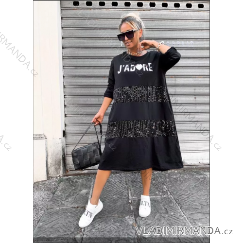 Šaty oversize dlouhý rukáv dámské (S/M ONE SIZE) ITALSKÁ MÓDA IMPLI2220699felpato