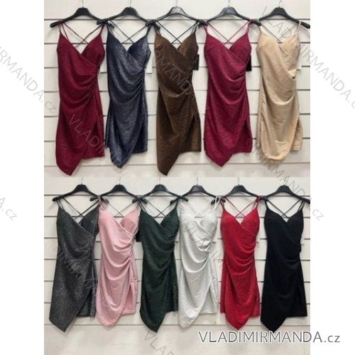 Šaty elegantní společenské třpytivé na ramínka dámské (S/M ONE SIZE) ITALSKÁ MÓDA IMWY22232