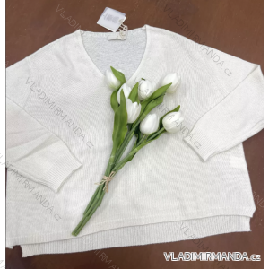 Svetr úpletový dlouhý rukáv dámský (S/M ONE SIZE) ITALSKÁ MÓDA IMP22003000070
