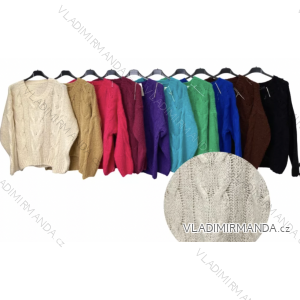 Svetr úpletový dlouhý rukáv dámský (S/M ONE SIZE) ITALSKÁ MÓDA IMP22003000070