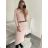 Šaty pletené rolákové s páskem dlouhý rukáv dámské (S/M ONE SIZE) ITALSKÁ MÓDA IM422NOEMI light pink S/M