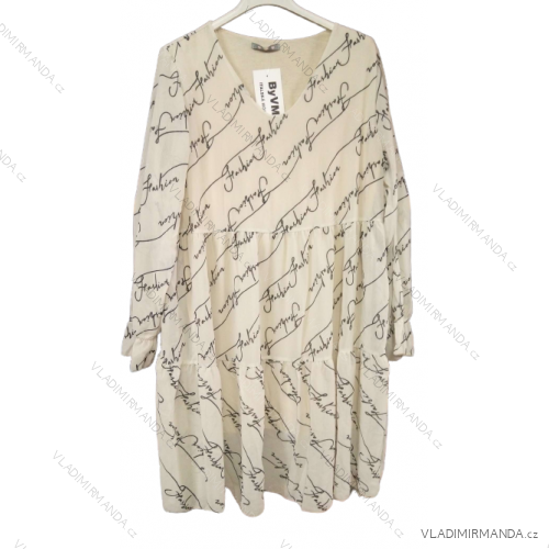 Women's Elegant Long Sleeve Dress (S / M ONE SIZE) ITALIAN FASHION IMWP21u3727 Creamy M / L