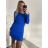 Šaty košilové dlouhý rukáv dámské (S/M ONE SIZE) ITALSKÁ MÓDA IMWB22192 S/M Royal blue