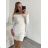 Šaty úpletové carmen s rolákem dlouhý rukáv dámské (S/M, L/XL ONE SIZE) ITALSKá IM422A-82356 S/M Cream