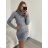 Šaty úpletové carmen s rolákem dlouhý rukáv dámské (S/M, L/XL ONE SIZE) ITALSKá IM422A-82356 S/M Cream