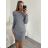 Šaty úpletové carmen s rolákem dlouhý rukáv dámské (S/M, L/XL ONE SIZE) ITALSKá IM422A-82356 S/M Cream