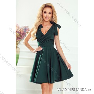 393-1 ROSALIA Feminine dress with neckline and bows - green