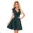 393-1 ROSALIA Feminine dress with neckline and bows - green