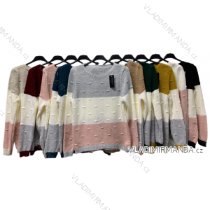 Women's Knitted Long Sleeve Striped Sweater (M/L ONE SIZE) ITALIAN FASHION IMC22859