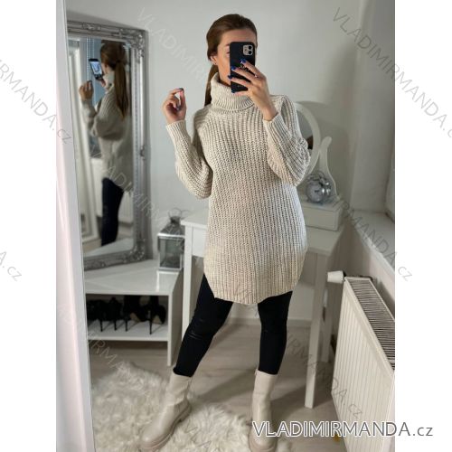 Women's Long Sleeve Turtleneck Long Sleeve Sweater (S/M/L ONE SIZE) ITALIAN FASHION IM322394