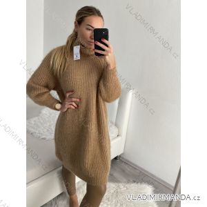 Šaty pletené dlouhý rukáv dámské (S/M ONE SIZE) ITALSKÁ MÓDA IMWAA223619
