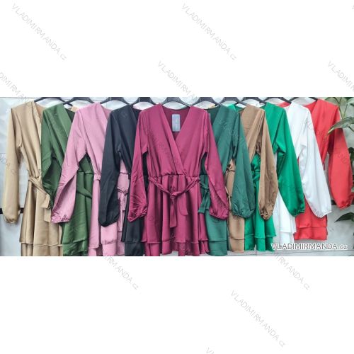 Women's Elegant Satin Long Sleeve Dress (S/M ONE SIZE) ITALIAN FASHION IMWD223919
