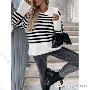 Women's Knitted Stripe Long Sleeve Sweater (S/M ONE SIZE) ITALIAN FASHION IMWGB223923