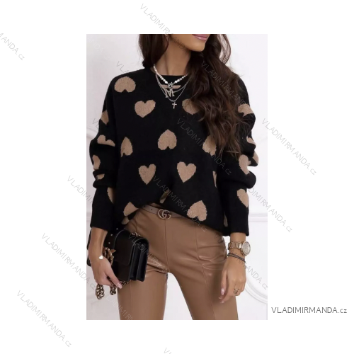 Women's Stand Collar Long Sleeve Knitted Sweater (S/M ONE SIZE) ITALIAN FASHION IMPLI228596