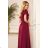 310-5 LIDIA long dress with a neckline and frills - burgundy color