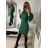 Šaty žebrované dlouhý rukáv dámské (S/M ONE SIZE) ITALSKÁ MÓDA IMWB22344 S/M Green