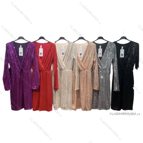 Women's Elegant Long Sleeve Dress (S/M ONE SIZE) ITALIAN FASHION IMPLI2220433lurex