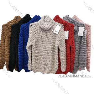 Women's Stand Collar Long Sleeve Knitted Sweater (S/M ONE SIZE) ITALIAN FASHION IMPLI228596