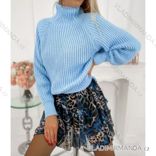 Women's Stand Collar Long Sleeve Knitted Sweater (S/M ONE SIZE) ITALIAN FASHION IMPLI228596