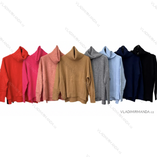 Svetr úpletový dlouhý rukáv dámský (S/M ONE SIZE) ITALSKÁ MÓDA IMP22003000070