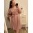 Women's Long Knitted Turtleneck Short Sleeve Dress (S/M ONE SIZE) ITALIAN FASHION IMM22FD51751 XL/2XL Royal blue