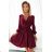 339-3 BINDY Feminine dress with a neckline - Burgundy