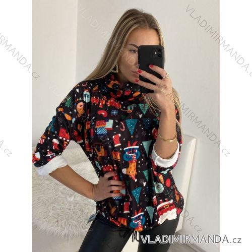 tunic long sleeve women (uni XL / 2XL) ITALIAN FASHION IMB20002 M / L Black