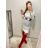 Šaty sametové klasik vánoční dlouhý rukáv dámské (S/M ONE SIZE) ITALSKÁ MÓDA IMWB22382 white S/M