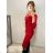 Šaty elegantní dlouhý rukáv dámské (S/M ONE SIZE) ITALSKÁ MÓDA IMWE223781 S/M red
