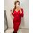 Šaty elegantní dlouhý rukáv dámské (S/M ONE SIZE) ITALSKÁ MÓDA IMWE223781 S/M red