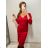 Šaty elegantní dlouhý rukáv dámské (S/M ONE SIZE) ITALSKÁ MÓDA IMWE223781 S/M red