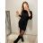 Women's Long Sleeve Belted Turtleneck Knit Dress (S/M/L ONE SIZE) ITALIAN FASHION IMWB22371 M / L Gray