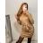 Women's Long Sleeve Belted Turtleneck Knit Dress (S/M/L ONE SIZE) ITALIAN FASHION IMWB22371 M / L Gray