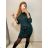 Women's Long Sleeve Belted Turtleneck Knit Dress (S/M/L ONE SIZE) ITALIAN FASHION IMWB22371 M / L Gray