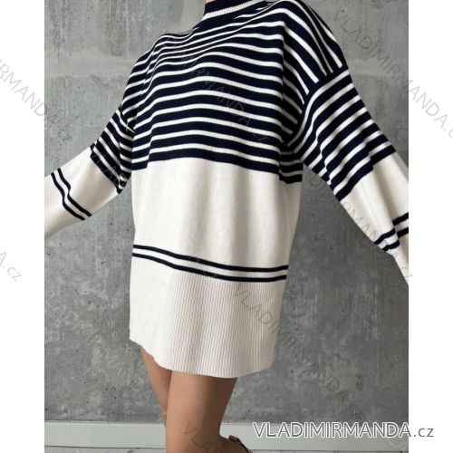 Women's Knitted Stripe Long Sleeve Sweater (S/M ONE SIZE) ITALIAN FASHION IMWGB223923