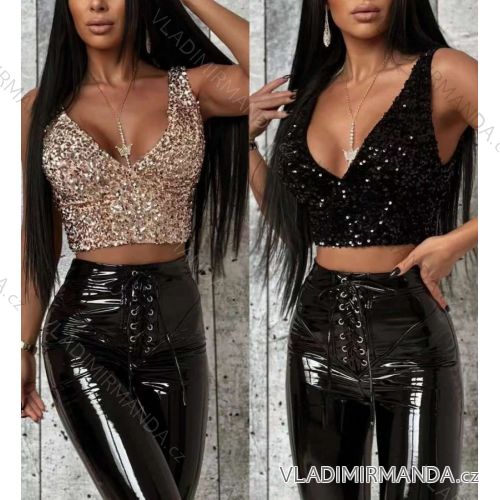 Women's Sparkly Sequin Strap Top (S/M ONE SIZE) ITALIAN FASHION IMWE224060