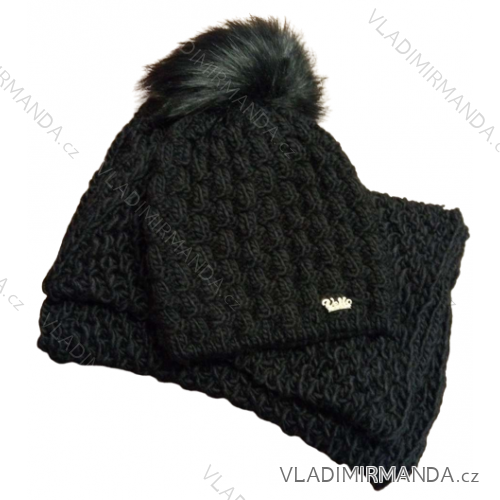 Women's knitted cravat winter (ONE SIZE) POLISH MANUFACTURING PVF22BONA black ONE SIZE