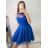 Women's elegant party long sleeve dress (S/M ONE SIZE) ITALIAN FASHION IM322282 S/M Royal blue