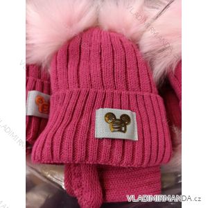 Girls' winter cap and cravat set (3-8 years) WROBI POLAND PV322K-281