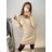 Šaty žebrované dlouhý rukáv dámské (S/M ONE SIZE) FRANCOUZSKÁ MÓDA FMWT22F52397 S/M Brown