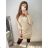 Šaty žebrované dlouhý rukáv dámské (S/M ONE SIZE) FRANCOUZSKÁ MÓDA FMWT22F52397 S/M Brown