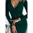387-4 Fitted dress with an envelope neckline and long sleeves - green