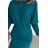 399-1 LARA Striped dress with cuffs in the sleeves - sea color