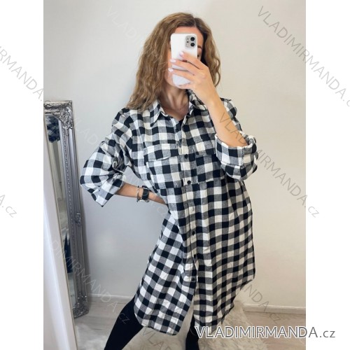 Women's Long Sleeve Turtleneck Dress (uni s-l) ITALIAN FASHION IM720011 white L / XL one size