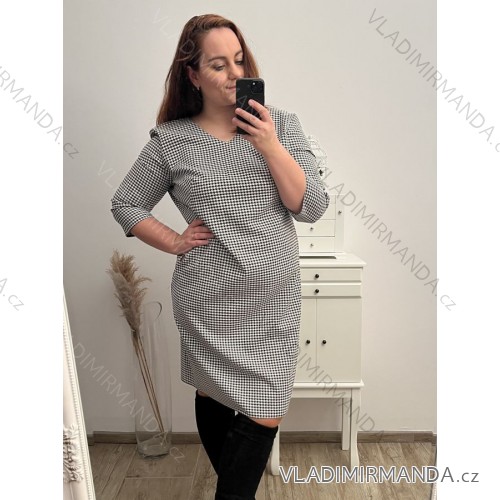 Elegant Short Sleeve Summer Women's Dress (44-46-48-50-52) Polish FASHION PMLP22DARA5/DU Black and white 48